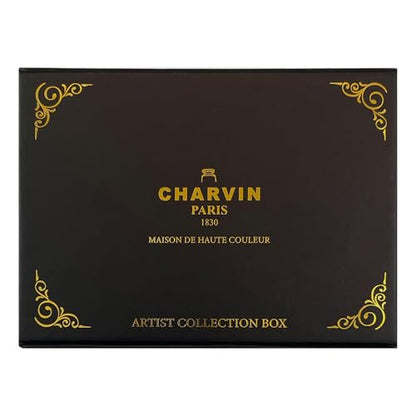 Charvin Extra-Fine Watercolor Pan Set, Primary - Handmade Box Set of 12 Half-Pans - Professional Watercolor Paint Set, Made in France, Smooth Shellac-Like Finish, Glossy & Highly Transparent Pigment - color: Primary