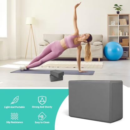Yoga Blocks, Non Slip Yoga Bricks, Portable & Lightweight - color: 4 Pack-Grey-9x6x3in, size: 9x6x3 IN