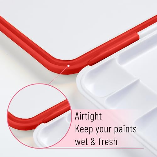 Mr. Pen- Airtight Watercolor Palette with Lid, 18 Wells & 2 Mixing Areas (Pack of 2) - color: Red, size: 2 Pack