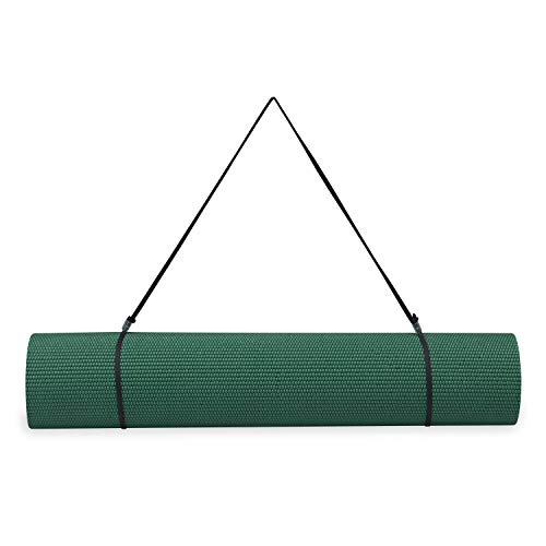 Gaiam Essentials 1/4" Thin (6mm) Yoga & Pilates, Fitness & Exercise Mat with Easy-Cinch Carrier Strap Cusion Support For Fitness and Gym Workouts - color: Green
