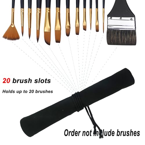 Funny live Paint Brush Holder Art Supplies, Artist Brush Holder & Art Supply Storage Organizer Roll-Up Case Bag, Protect Acrylic Oil Watercolor Paintbrushes (Black-20 Slot Pockets) - style: Black-20 Slot Pockets