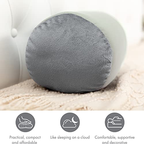 Microbead Bolster Neck Roll Pillow, 14x8 in Cylinder Tube, Mint Grey | Silky smooth face helps prevent sleep creases and hair breakage, light squishy support for head and shoulders, travel ready - color: Mint Grey