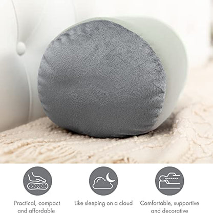 Microbead Bolster Neck Roll Pillow, 14x8 in Cylinder Tube, Mint Grey | Silky smooth face helps prevent sleep creases and hair breakage, light squishy support for head and shoulders, travel ready - color: Mint Grey