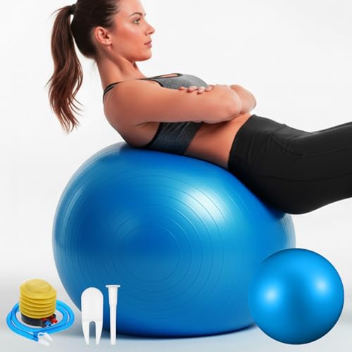 Kifmurase 2PCS Yoga Ball, 25Inch Thicked Anti-Burst Exercise Balls for Workout Stretching Stability, Non-Slip Balance Ball Equipment for Women Pilates Physical Therapy Pregnancy Labor Birthing Fitness - color: Blue