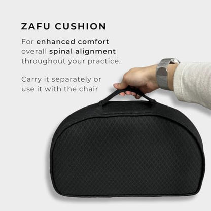 Friends Of Meditation 4-in-1 Folding Buddha Chair – Ergonomic Yoga Seat with Half-Moon Zafu, Detachable Lumbar Support & Carry Case – Black - color: Black