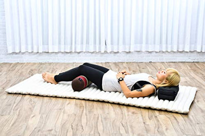 Leewadee Small Yoga Bolster – Shape-Retaining Cervical Neck Roll, Tube Pillow for Comfortable Reading, Kapok Filling, 22 x 6 x 6 inches - color: Sf19 - Red, Brown