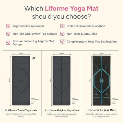 Liforme Classic Yoga Mat - Patented Alignment Design, Ultimate Grip - color: Purple