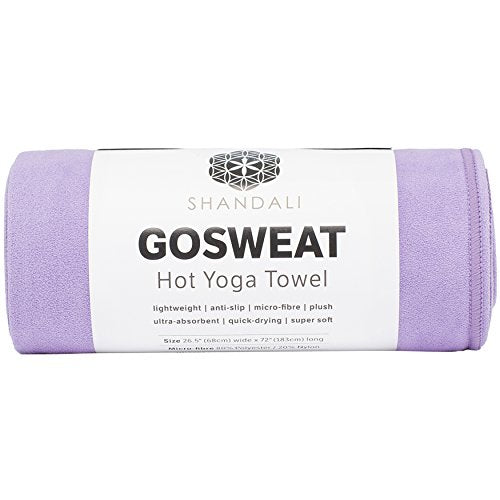 Shandali GoSweat Non-Slip Hot Yoga Towel with Super-Absorbent Soft Suede Microfiber in Many Colors, for Bikram Pilates and Yoga Mats. - color: Violet, size: 26.50" x 16.00"