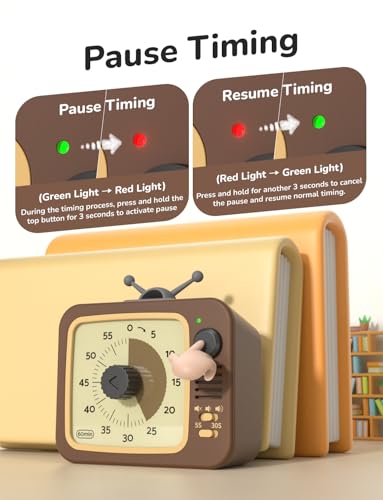 LIORQUE Visual Timer for Kids with Pause, 60 Minute Countdown Timer, Brown - color: Coffee Brown