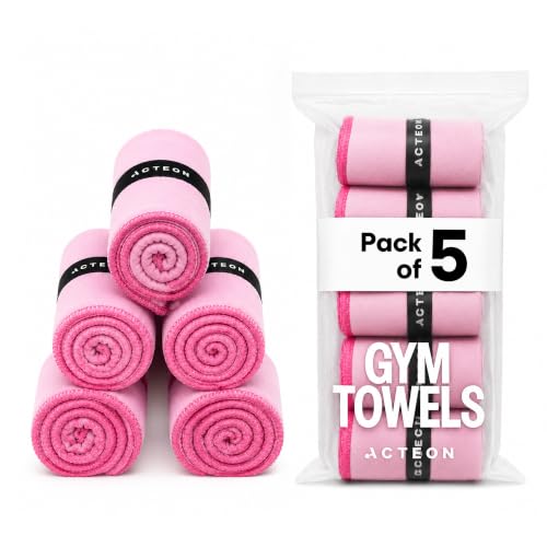 Acteon Microfiber Gym Towels 5 Pack Quick Dry, Silver ION Odor-Free, Super Absorbent Sweat Towels for Women, Workout, Yoga, Pilates, Tennis, Running, Swimming, Travel 16x30.5 Inch (Lavender Rose) - color: Lavender Rose, size: Pack of 5
