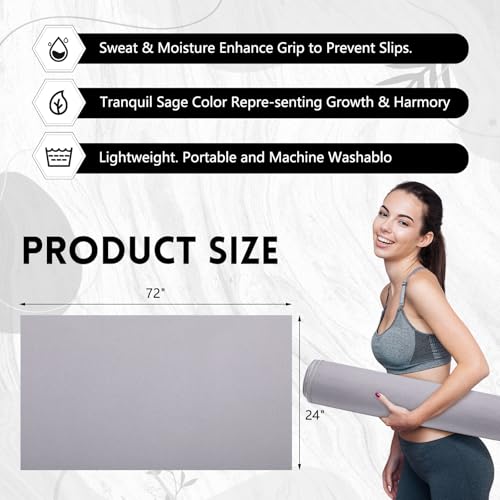 Breling 4 Pack 72 x 24 Inch Microfiber Non-Slip Hot Yoga Towels, Light Gray | Microfiber Mat Towels for Pilates Exercise, Sweat Absorbent Soft Fabric, for Heated Yoga Sessions, Gym Workouts - color: Light Grey