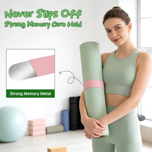 Aolamegs Yoga Mat Strap Slap Band-Instant One Snap Holder Keeps Mats Tightly Rolled & Secure -Soft Silicone Gym Accessories - color: Pink Yoga Mat Strap Slap Band
