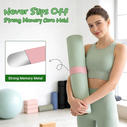 Aolamegs Yoga Mat Strap Slap Band-Instant One Snap Holder Keeps Mats Tightly Rolled & Secure -Soft Silicone Gym Accessories - color: Pink Yoga Mat Strap Slap Band