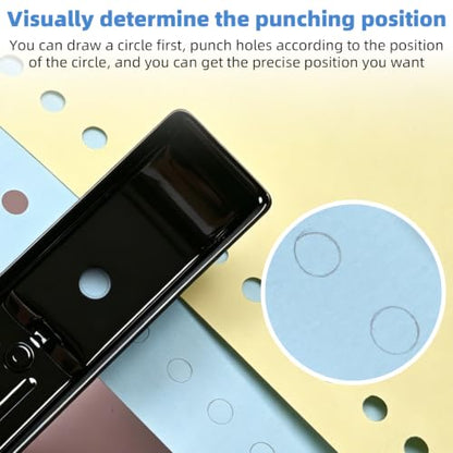 Single Hole Punch, 30 Sheet Capacity, with 10 Pcs Loose Leaf Binder Rings, Heavy Duty Paper Hole Puncher, 1/4" Hole Punches, 60% Labor Savings for for ID Cards, Chipboard Art Projects, Black - color: Black Binder