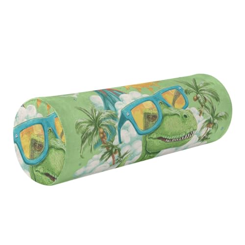 Bolster Pillow Neck Pillow Round Soft Health Memory Foam Pillows Long Cylindrical Body Pillow with Removable Cover Cute Back Yoga Dinosaur Sunglasses Volcano Green 17" x 5.5" - color: Dinosaur Sunglasses Volcano Geen