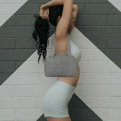 Mini Gym Bag for Women Girl 12 inch Small Gym Tote Lightweight Carry On Bag - color: Grey