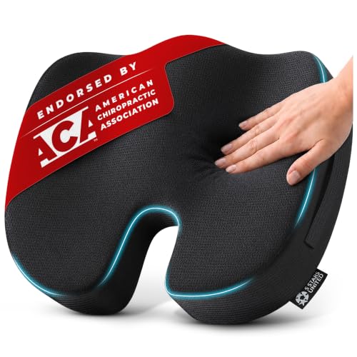 5 STARS UNITED Seat Cushion - Memory Foam Chair Cushion for Tailbone Pain Relief - Ergonomic Support for Coccyx, Sciatica & Butt - Office, Desk & Gaming Chair, Car Seat, Wheelchair, Airplane, Black - color: Black, size: Large