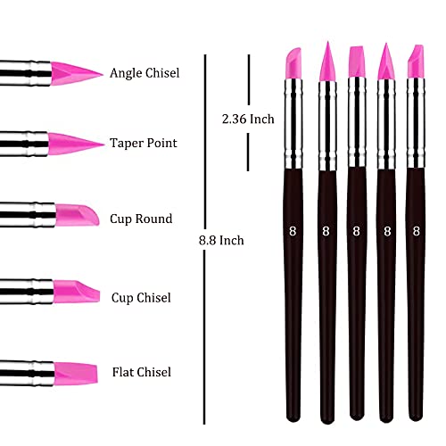 Sdanart Professional Silicone Rubber Tip Paint Pens Brushes, 5pcs Silicone Paint Brush, Flexible Clay Sculpture Tools（Size 8） | 5 PCS Professional Silicon Color Shapers Brushes，Rubber Paintbrush，Flexible Clay Sculpture Tools - size: size 8