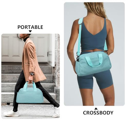 14 inch Small Gym Bag for Women & Men, Mini Duffel Bag for Travel Sports Lightweight Carry On Bag (Light Green) - color: Light Green