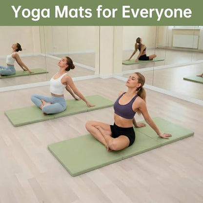 Foldable Yoga Mat, 2" Fitness Mats, Extra Thick & Non-Slip - color: Green