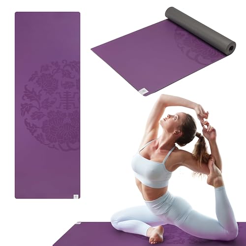 Gaiam Dry-Grip Yoga Mat, Non-Slip, Hot Yoga - color: Purple (Standard)