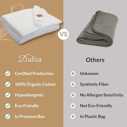 Dalisa Alina GOTS Organic Cotton Throw Blanket, White, 50x60 in - color: White, size: 50x60