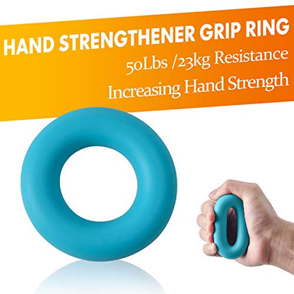Grip Strength Trainer 7 Pack Adjustable Hand Gripper, Finger Stretcher Resistance Extensor Bands, Finger Exerciser, Grip Strength Ring & Stress Ball, Hand Grip Strengthener - color: Blue