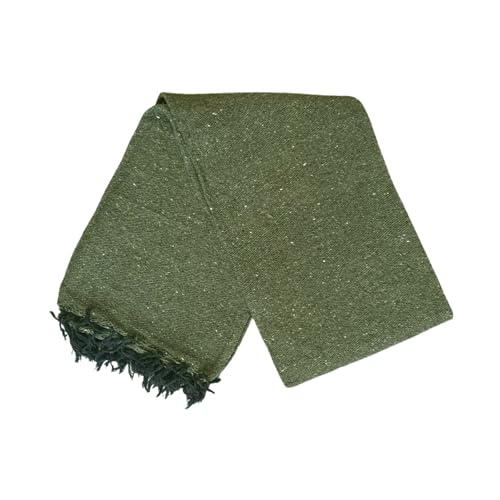 Open Road Goods Solid Color Mexican Yoga Blanket – Large Handwoven Throw for Yoga, Beach, Camping or Home – Soft and Durable Cotton Blend - color: Olive Green