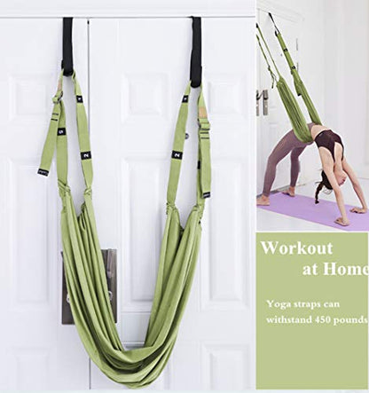 TOCO FREIDO Waist Back Leg Stretch Strap/Yoga Fitness Band, Leg Stretching Assist Trainer, Yoga Stretcher, Back Bend Split Inversion Strap for Fitness, Dance, Ballet, Gymnastics - color: Green