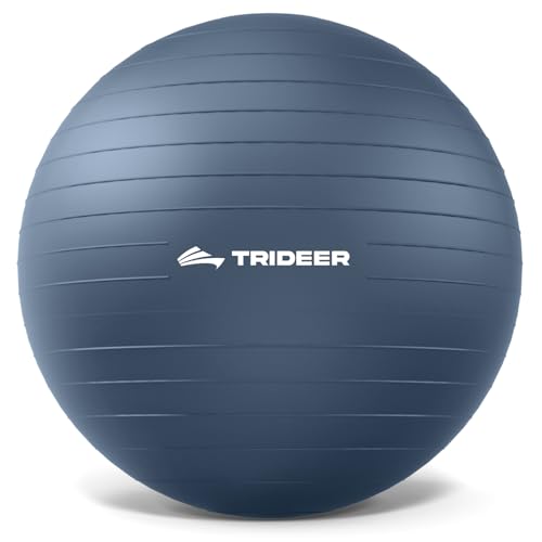 Trideer Yoga Ball for Exercise, Pilates, Core & Balance Training, Stability Ball for Pregnancy & Birthing Prep, Physical Therapy, Daily Stretching, Office Chair for Active Sitting, Quick Pump Included - color: Navy Blue, size: L(23-26ines/58-65cm)