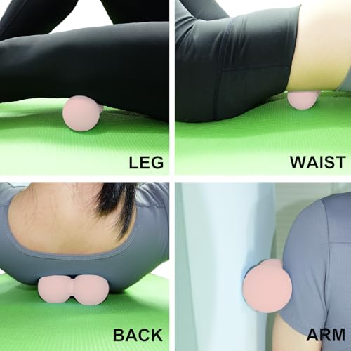 Hard Peanut Massage Ball, Double Ball Peanut Roller, 4.7″×2.4″, Pink - color: Pink