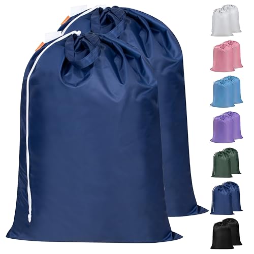 Polecasa 2 Pack Extra Heavy-Duty Laundry Bag with Handles, Navy, 28x36" - color: Navy, size: 28" x 36" | 2 Pack