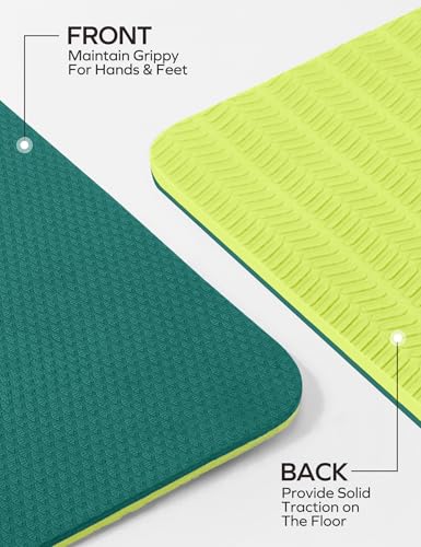 Ewedoos Eco Friendly Yoga Mat Thick TPE Yoga Mat Non Slip Yoga Mats Anti-tear Exercise Workout Mat for Women Men Kids Yoga, Pilates and Fitness - color: Green Yoga Mat