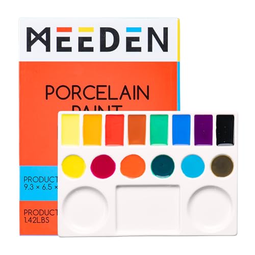 MEEDEN Ceramic Watercolor Palette: 17-Well Porcelain Mixing Tray | Artist Painting Palette, Rectangle Painting Tray Palettes for Watercolor Gouache Acrylic Painting 9" x 6.5" - size: 9.3" x 6.5" x 0.2"
