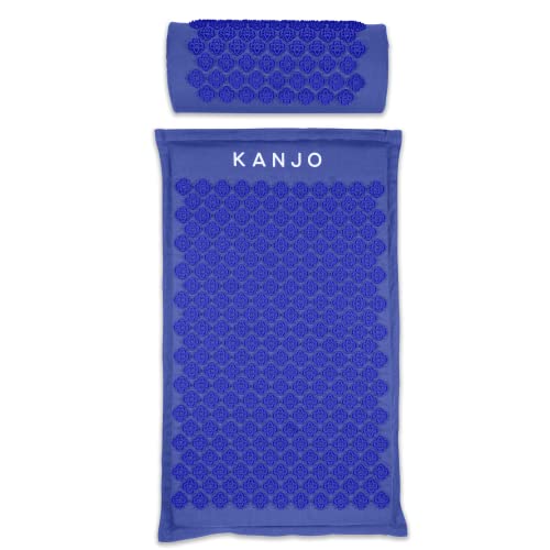 Kanjo 허리 통증 완화 및 목 통증 완화를 위한 지압 매트 및 베개 세트, 근육 통증 완화를 위한 압력점 포함, 여행 가방 포함 - 페리윙클 - color: 표준 페리윙클