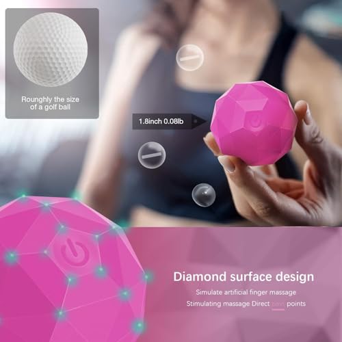 MEXITOP Electric Vibrating Massage Ball, 2-Speed Fitness Yoga Pilates Physical Therapy Massage Roller to Fight Sore Muscles,Washable Negative Ion Vibration Massages Ball for Muscle Recovery(Red) - color: Rose Red