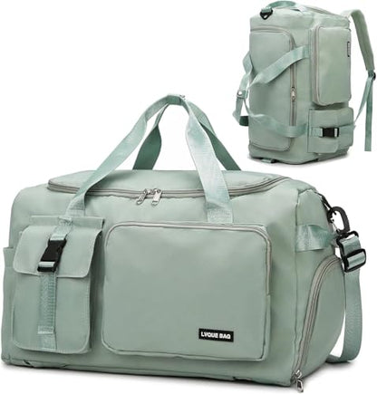 Eslcorri 20in Gym Travel Duffel Bag Backpack with Shoe & Wet Pocket, Green - color: 42L-Green