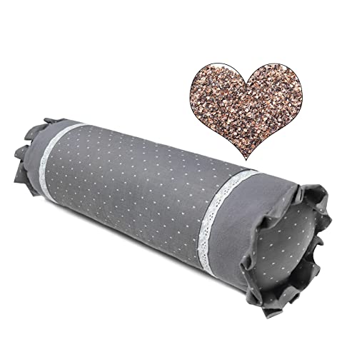 Buckwheat Neck Roll Pillow, Buckwheat Hulls Filling for Neck Support and Pain Relief, Cylinder Round Pillow for Sleeping and Bed (16x4 Inch, Gray)
