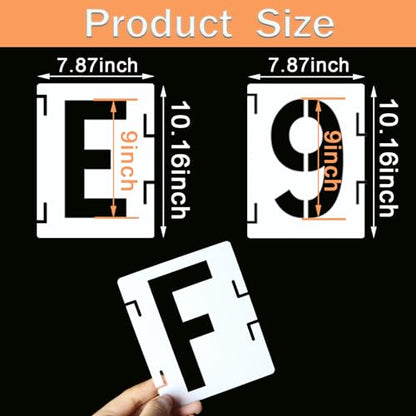 YEAJON 9 Inch Letter Stencils Symbol Numbers Craft Stencils, 42 Pcs Reusable Alphabet Templates Interlocking Stencil Kit for Painting on Wood, Wall, Rock, Sign, DIY Art Projects - size: 9 inch