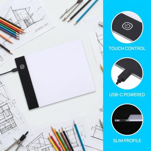 Anu Limen A5 LED Tracing Light Box, Adjustable Brightness Light Pad with USB Cable for Artists, Drawing, Sketching, Animation