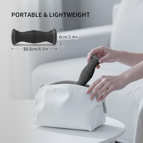 Foot Roller Massager for Plantar Fasciitis Relief, Portable Silent Deep Tissue Massager Tool for Arch and Heel Pain-Black - color: Blak