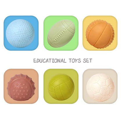 Bath Toys, Soft Sport Sensory Balls for Toddlers Boys Girls No Hole Wheat Straw Soft Montessori Toys for Babies 6 Months+, Swimming Pool Beach Shower Baby Toys - style: Sports Bath Ball Set