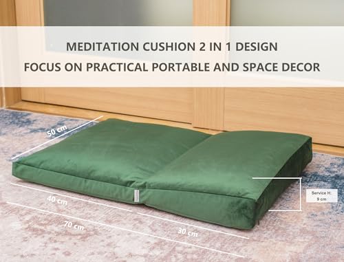 Meditation Cushion,Velvet Meditation Pillow and Zabuton 2-in-1 Portable Design(50 * 70CM). (Green, Service H：9cm) - color: Green