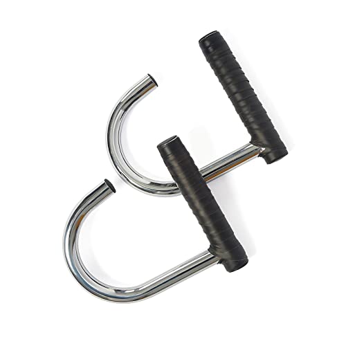 Metal Resistance Band Handles Pull Up Handle with Grip Tapes, Heavy Duty Industrial Grade Steel Knurled Surface Handles for Elastic Band Workouts (Chrome)