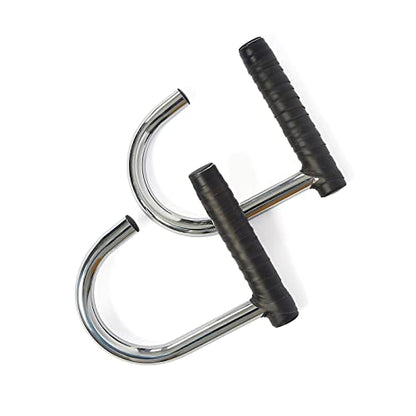 Metal Resistance Band Handles Pull Up Handle with Grip Tapes, Heavy Duty Industrial Grade Steel Knurled Surface Handles for Elastic Band Workouts (Chrome)