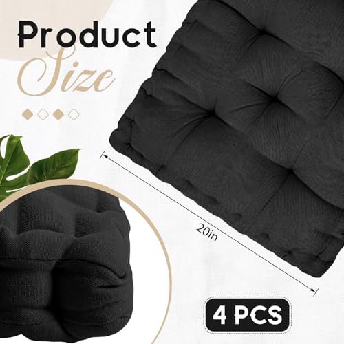 Jerify Black 4 Pcs Large Floor Pillow Cushion,Square 20 x 20 - color: Black, size: Square 20 x 20