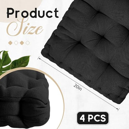 Jerify Black 4 Pcs Large Floor Pillow Cushion,Square 20 x 20 - color: Black, size: Square 20 x 20