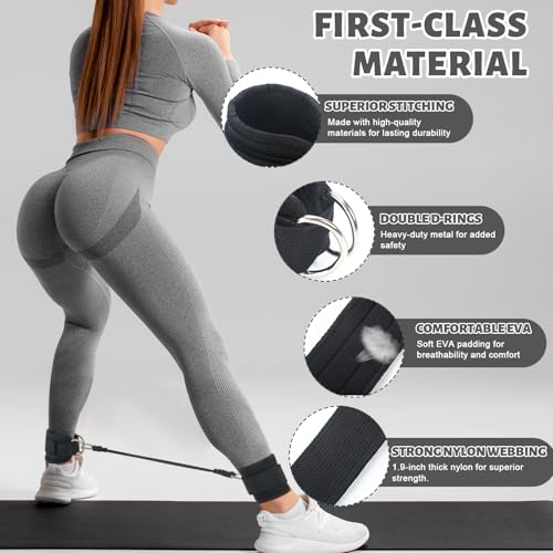 RoundFunny Pilates Ring Circle Set 18 Pcs Exercise Equipment Accessories for Women Workouts Pilates Ball Stretching Strap Magic Circle Yoga Ring Gym Back Bag Resistance Band Anti Slip Socks - color: Black