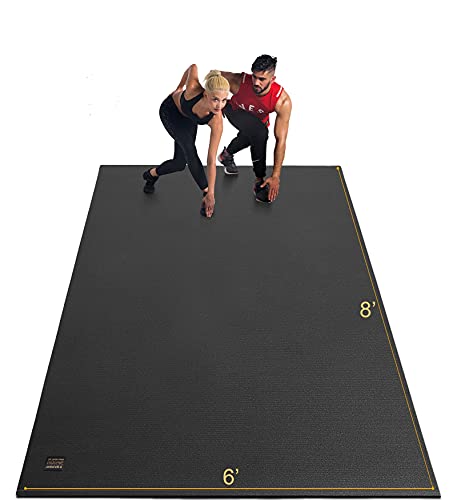 GXMMAT Extra Large Exercise Mat 16'x6'/12'x6'/10'x6'/8'x6'(7mm) - color: Black Real, size: 6*8 FT
