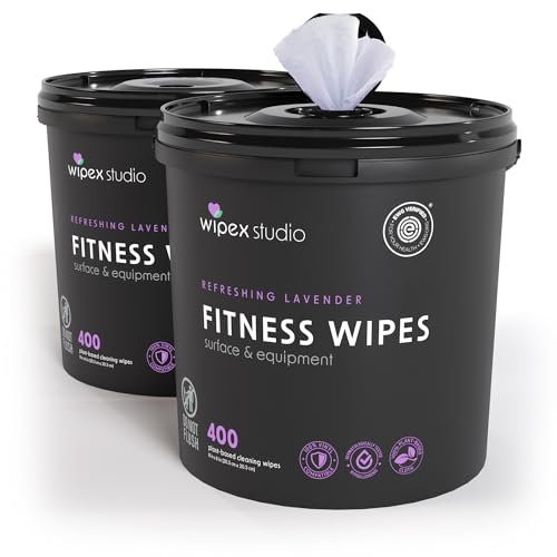 Wipex Gym Wipes – EWG Verified, Fitness Equipment Wipes, Plant-Based Cloth - Lavender & Vinegar to Clean Surfaces, Safe Yoga Mat Cleaner, All Purpose Gym Cleaner, Peloton Bikes, 400 Count (2 Pk) - size: 400 Count (Pack of 2), style: Lavender: Bucket